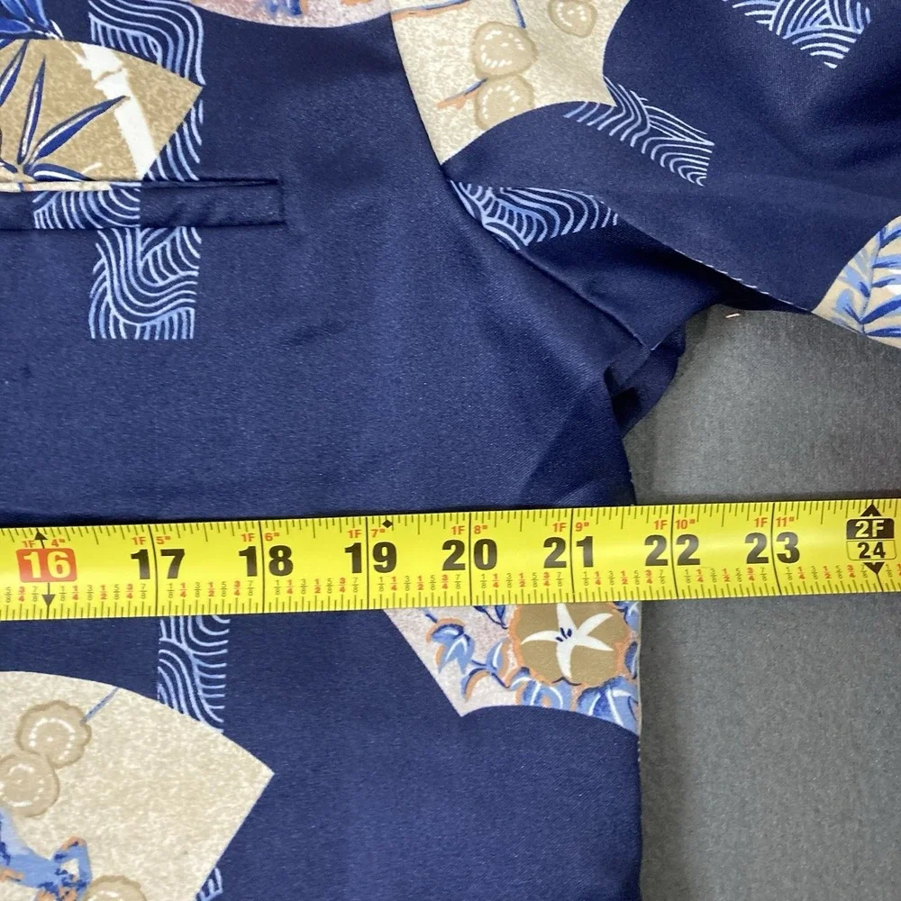 Vintage 70's Tori Richard Blue White Asian Cranes Men's M Hawaiian Aloha Shirt